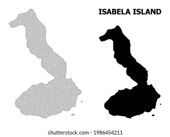 Polygonale Maschenkarte von Galapagos - Isabela in hoher Auflösung. Mesh Linien, Dreiecke und Punkte bilden eine Karte von Galapagos - Isabela Island.