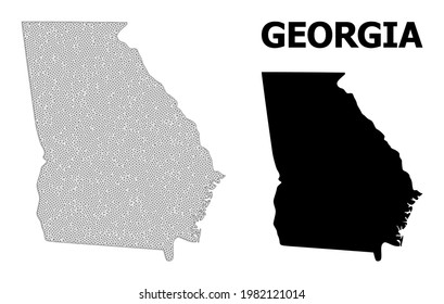 Polygonal mesh map of Georgia State in high resolution. Mesh lines, triangles and dots form map of Georgia State.