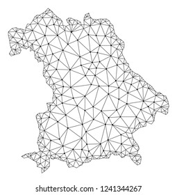 Polygonal mesh map of Germany in black color. Abstract mesh lines, triangles and points with map of Germany. Wire frame 2D polygonal line network in vector format.
