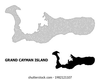 Mapa de malla poligonal de la isla Gran Caimán en alta resolución. Líneas de malla, triángulos y puntos forman el mapa de la isla Gran Caimán.