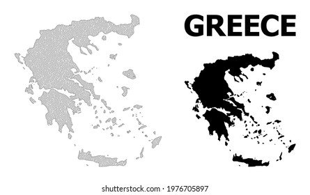 Polygonal mesh map of Greece in high detail resolution. Mesh lines, triangles and points form map of Greece.