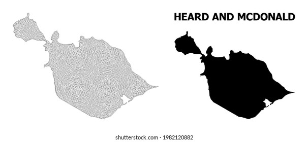 Polygonal mesh map of Heard and McDonald Islands in high resolution. Mesh lines, triangles and points form map of Heard and McDonald Islands.