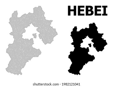 Polygonal mesh map of Hebei Province in high detail resolution. Mesh lines, triangles and dots form map of Hebei Province.