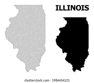 Polygonal mesh map of Illinois State in high resolution. Mesh lines, triangles and points form map of Illinois State.