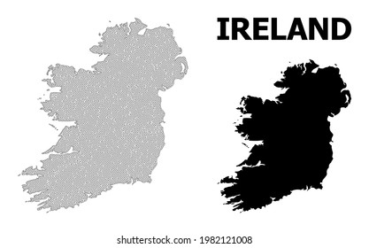 Polygonal mesh map of Ireland Island in high resolution. Mesh lines, triangles and points form map of Ireland Island.