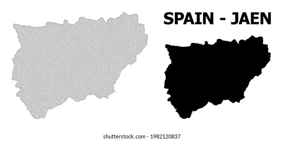Polygonal mesh map of Jaen Spanish Province in high resolution. Mesh lines, triangles and dots form map of Jaen Spanish Province.