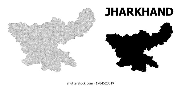 Polygonal mesh map of Jharkhand State in high detail resolution. Mesh lines, triangles and points form map of Jharkhand State.