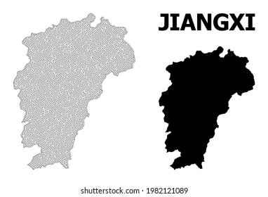 Polygonal mesh Map of Jiangxi Province in high detail resolution. Mesh lines, triangles and dots form Map of Jiangxi Province.