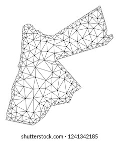 Polygonal mesh map of Jordan in black color. Abstract mesh lines, triangles and points with map of Jordan. Wire frame 2D polygonal line network in vector format. Carcass model for patriotic templates.