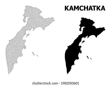Polygonal mesh map of Kamchatka Peninsula in high detail resolution. Mesh lines, triangles and dots form map of Kamchatka Peninsula.