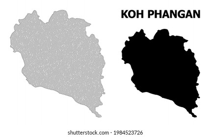 Mapa poligonal de malla de Koh Phangan en alta resolución. Líneas de malla, triángulos y puntos forman el mapa de Koh Phangan.