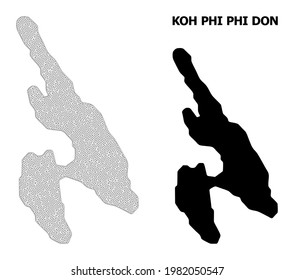 Mapa poligonal de malla de Koh Phi Don en alta resolución. Líneas de malla, triángulos y puntos forman el mapa de Koh Phi Don.