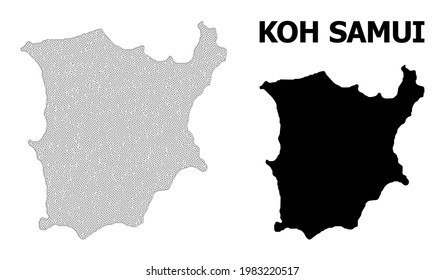 Polygonal mesh map of Koh Samui in high resolution. Mesh lines, triangles and dots form map of Koh Samui.