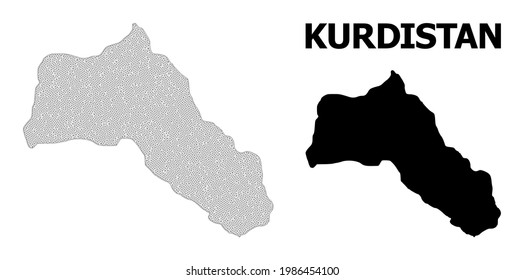 Polygonal mesh map of Kurdistan in high resolution. Mesh lines, triangles and points form map of Kurdistan.