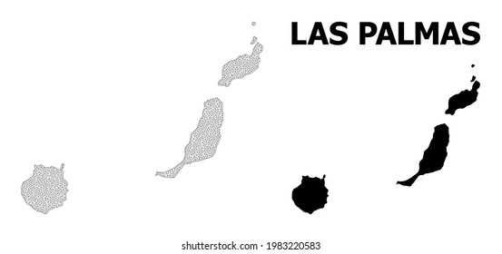 Polygonal mesh map of Las Palmas Province in high detail resolution. Mesh lines, triangles and points form map of Las Palmas Province.