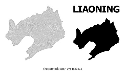 Polygonal mesh map of Liaoning Province in high resolution. Mesh lines, triangles and dots form map of Liaoning Province.