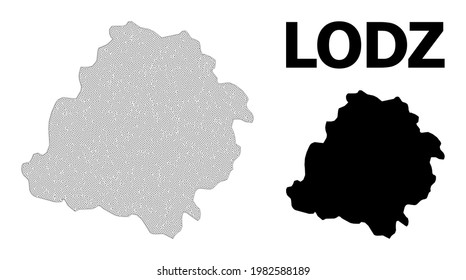 Polygonal mesh map of Lodz Province in high detail resolution. Mesh lines, triangles and points form map of Lodz Province.