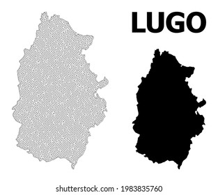 Polygonal mesh map of Lugo Province in high resolution. Mesh lines, triangles and points form map of Lugo Province.