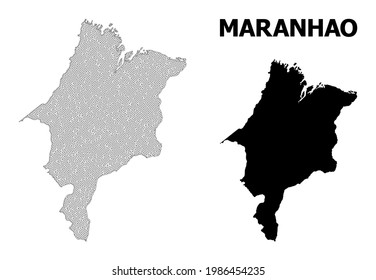 Polygonal mesh map of Maranhao State in high detail resolution. Mesh lines, triangles and dots form map of Maranhao State.
