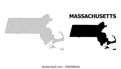 Polygonal mesh map of Massachusetts State in high resolution. Mesh lines, triangles and points form map of Massachusetts State.