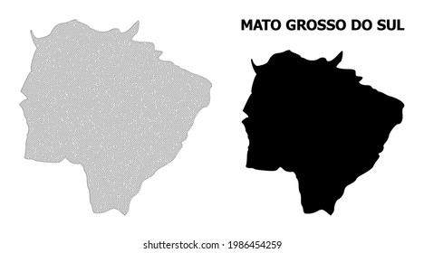 Mapa de malla poligonal del estado de Mato Grosso do Sul en alta resolución. Líneas de malla, triángulos y puntos forman un mapa del estado de Mato Grosso do Sul.