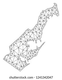 Polygonal mesh map of Monaco in black color. Abstract mesh lines, triangles and points with map of Monaco. Wire frame 2D polygonal line network in vector format. Carcass model for political posters.