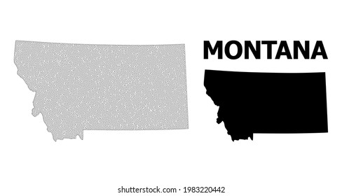 Polygonal mesh map of Montana State in high detail resolution. Mesh lines, triangles and dots form map of Montana State.