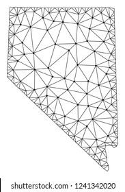 Polygonal mesh map of Nevada State in black color. Abstract mesh lines, triangles and points with map of Nevada State. Wire frame 2D polygonal line network in vector format.