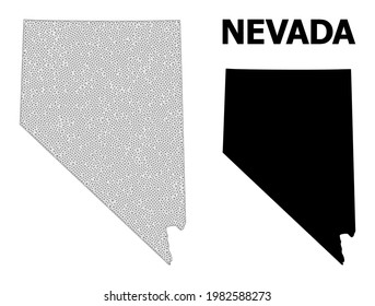 Polygonal mesh map of Nevada State in high detail resolution. Mesh lines, triangles and points form map of Nevada State.
