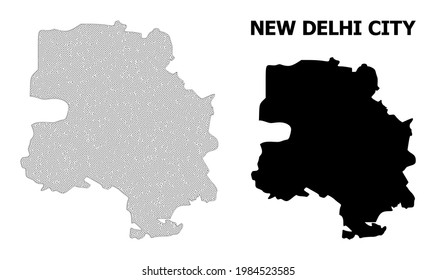 Mapa de malla poligonal de la ciudad de Nueva Delhi en alta resolución. Líneas de malla, triángulos y puntos forman el mapa de la ciudad de Nueva Delhi.