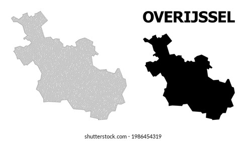 Polygonal mesh map of Overijssel Province in high detail resolution. Mesh lines, triangles and dots form map of Overijssel Province.