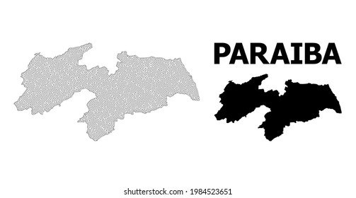 Polygonal mesh map of Paraiba State in high resolution. Mesh lines, triangles and points form map of Paraiba State.