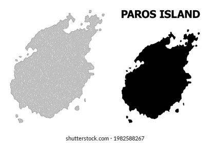 Polygonal mesh map of Paros Island in high detail resolution. Mesh lines, triangles and points form map of Paros Island.