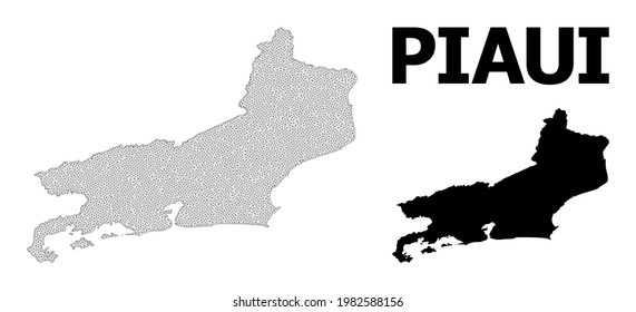 Polygonal mesh map of Piaui State in high detail resolution. Mesh lines, triangles and dots form map of Piaui State.