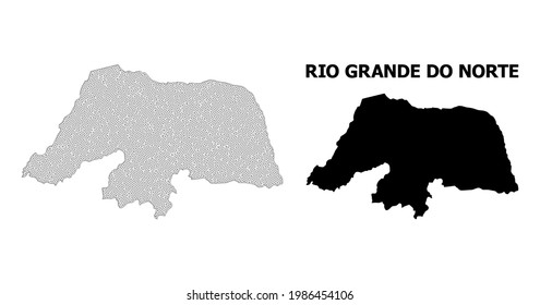 Polygonale Maschenkarte des Staates Rio Grande do Norte in hoher Auflösung. Die Mesh-Linien, Dreiecke und Punkte bilden eine Karte des Rio Grande do Norte State.