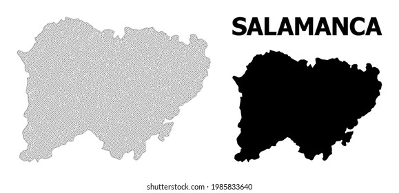 Polygonal mesh map of Salamanca Province in high detail resolution. Mesh lines, triangles and points form map of Salamanca Province.