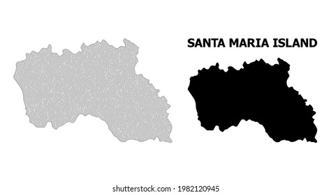 Mapa de malla poligonal de la isla de Santa María en alta resolución. Líneas de malla, triángulos y puntos forman el mapa de la isla de Santa María.