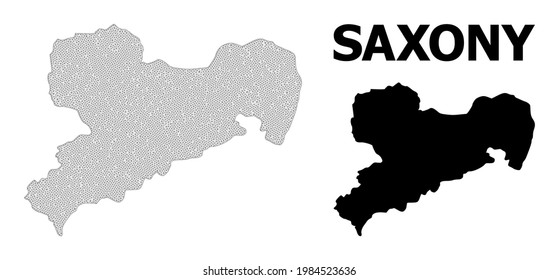 Polygonal mesh map of Saxony State in high detail resolution. Mesh lines, triangles and points form map of Saxony State.