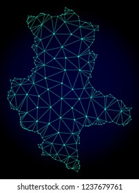 Polygonal mesh map of Saxony-Anhalt State. Abstract mesh lines, triangles and points on dark background with map of Saxony-Anhalt State.