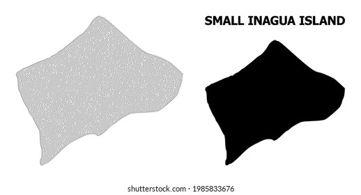 Mapa de malla poligonal de la Isla Pequeña Inagua en alta resolución. Líneas de malla, triángulos y puntos forman un mapa de la Isla Pequeña Inagua.