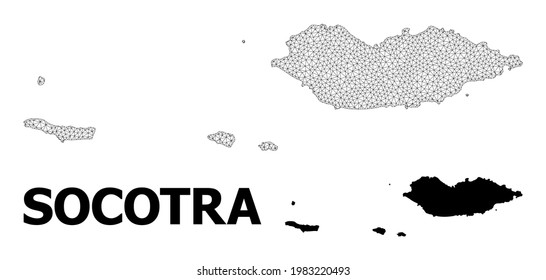 Polygonal mesh map of Socotra Archipelago in high resolution. Mesh lines, triangles and points form map of Socotra Archipelago.