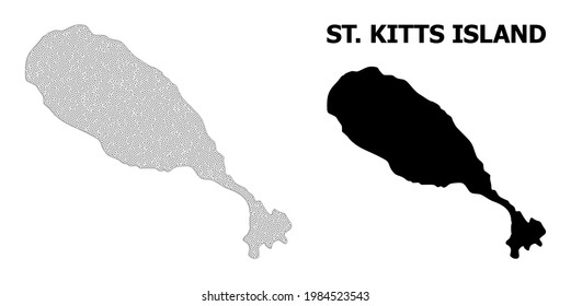 Mapa de malla poligonal de la isla de Saint Kitts en alta resolución. Líneas de malla, triángulos y puntos forman el mapa de la isla de Saint Kitts.