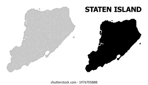 Polygonal mesh map of Staten Island in high resolution. Mesh lines, triangles and dots form map of Staten Island.