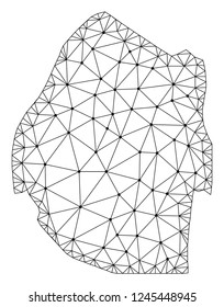 Polygonal mesh map of Swaziland in black color. Abstract mesh lines, triangles and points with map of Swaziland. Wire frame 2D polygonal line network in vector format.