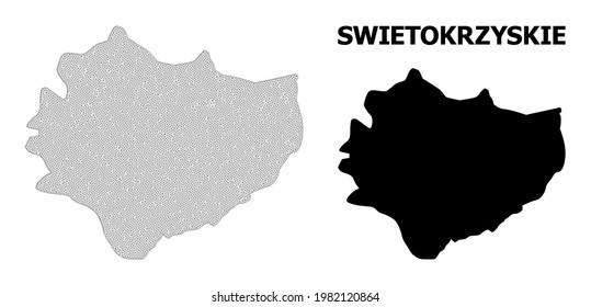 Polygonal mesh map of Swietokrzyskie Province in high detail resolution. Mesh lines, triangles and dots form map of Swietokrzyskie Province.