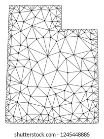 Polygonal mesh map of Utah State in black color. Abstract mesh lines, triangles and points with map of Utah State. Wire frame 2D polygonal line network in vector format.