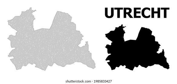 Polygonal mesh map of Utrecht Province in high resolution. Mesh lines, triangles and points form map of Utrecht Province.