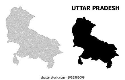 Polygonal mesh map of Uttar Pradesh State in high resolution. Mesh lines, triangles and points form map of Uttar Pradesh State.