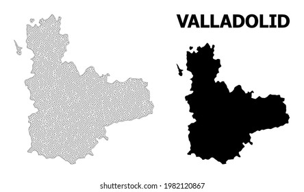 Polygonal mesh map of Valladolid Province in high resolution. Mesh lines, triangles and points form map of Valladolid Province.