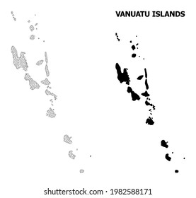 Polygonal mesh map of Vanuatu Islands in high resolution. Mesh lines, triangles and dots form map of Vanuatu Islands.